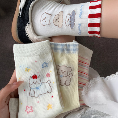 趣味卡通可爱袜子女夏季薄款纯棉中筒袜日系ins潮学院风夏天棉袜