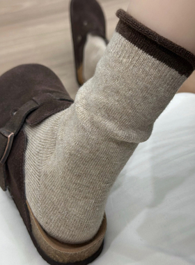 秋冬复古燕麦咖~简约百搭又高级！绵羊毛糯叽叽~ 勃肯bi备中筒袜