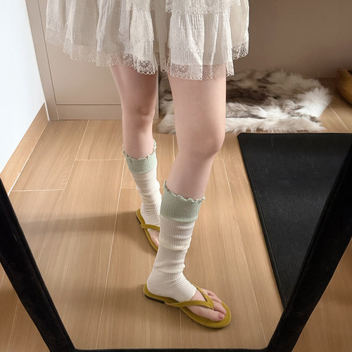 春夏薄荷苏打显瘦木耳边踩脚袜套