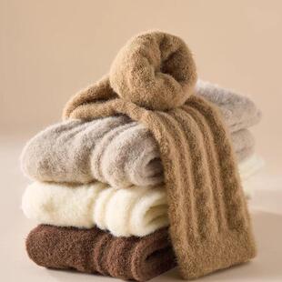 珊瑚绒袜子女秋冬美拉德毛绒棉袜保暖加绒加厚居家澳绒睡眠地板袜