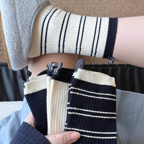春夏运动潮春秋季纯棉线中筒袜