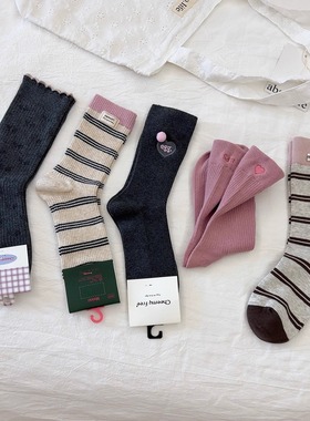 秋日可露丽甜系复古少女！太高级了吧~无骨百搭ins显腿直中筒袜子