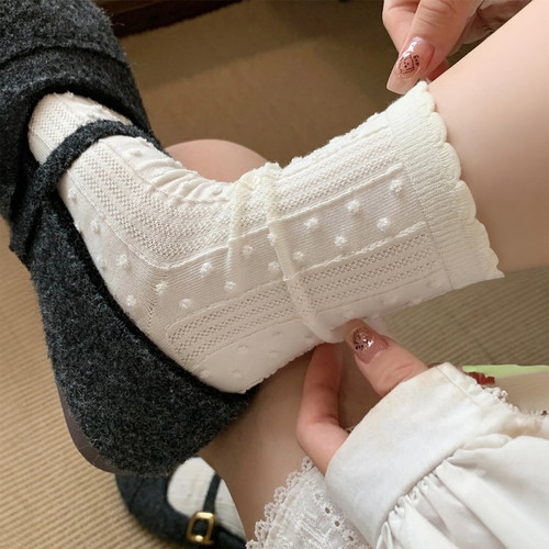 可爱波点澳棉无骨中筒袜