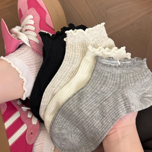 防臭吸汗ins潮中短筒袜学院风诸暨薄款 花边袜子女春秋季 女袜棉袜