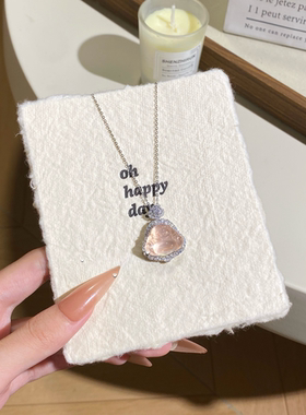 天然高冰粉水晶佛公项链S925银锁骨链高级感生日礼物饰品女吊坠