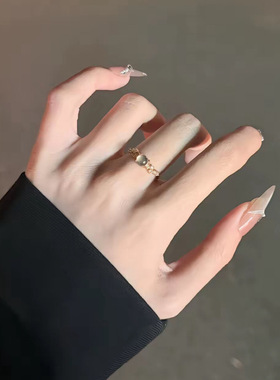 日进斗金戒指日进斗银翡月小灵蛇戒指尾戒活口可调节