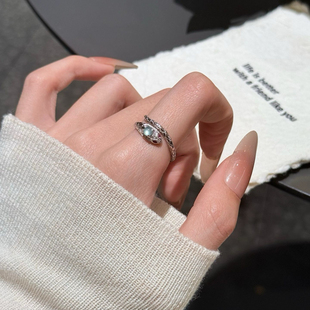 925银灵蛇戒指女小众设计高级感蛇戒指蛇形小蛇灵蛇开口戒指她屿