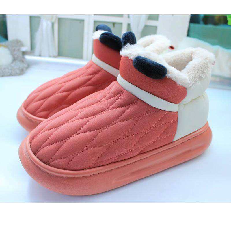 丰润家女生包跟棉拖鞋室内外女士保暖棉鞋冬季pu面防水包脚棉窝窝
