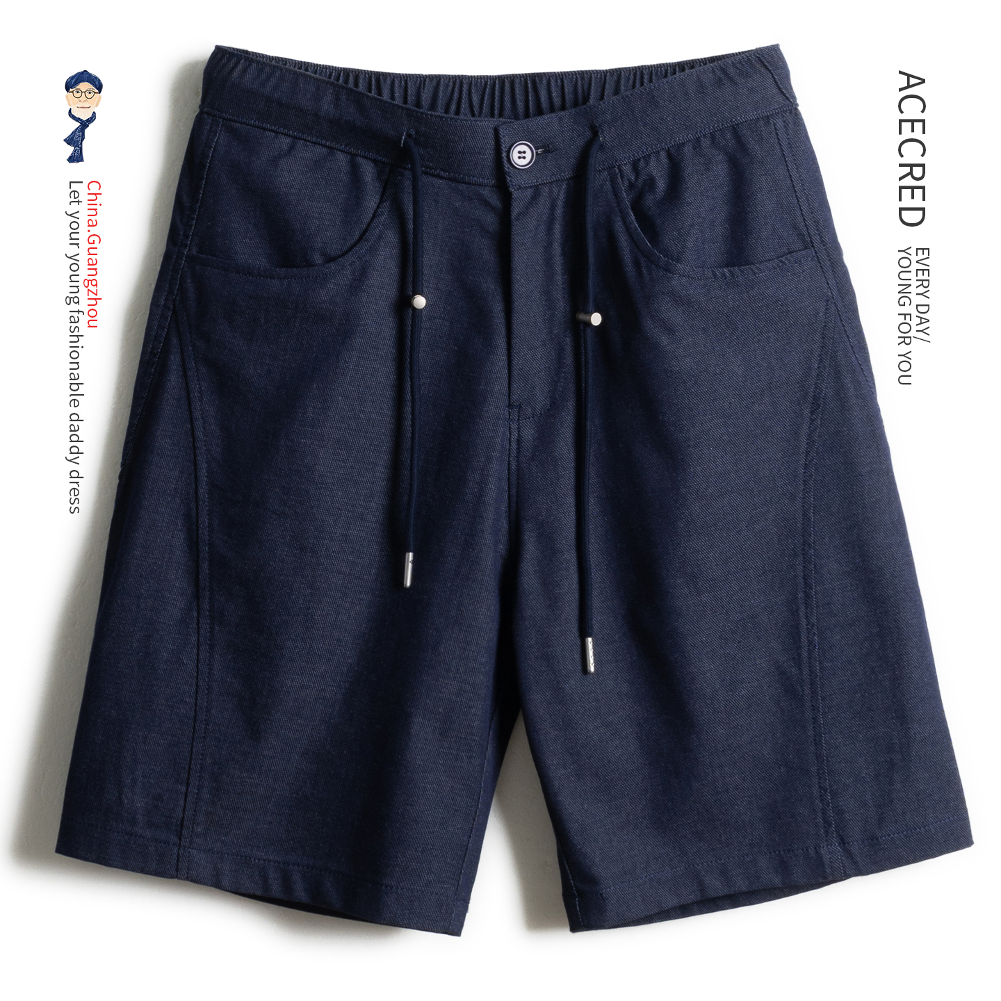 爸爸夏装牛仔短裤男中老年人