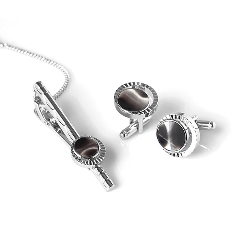 UGO意大利猫眼石镀铂金袖扣男士时尚轻奢定制法式衬衫袖口扣高级