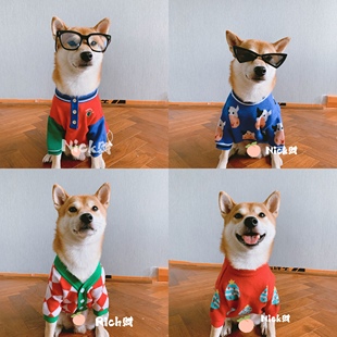 mookipet清仓中型犬柴犬雪拉瑞宠物秋冬保暖狗狗棉衣服毛衣