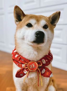 Nick财狗狗喜庆围巾新年围脖结婚婚礼红配饰可爱项圈宠物领结
