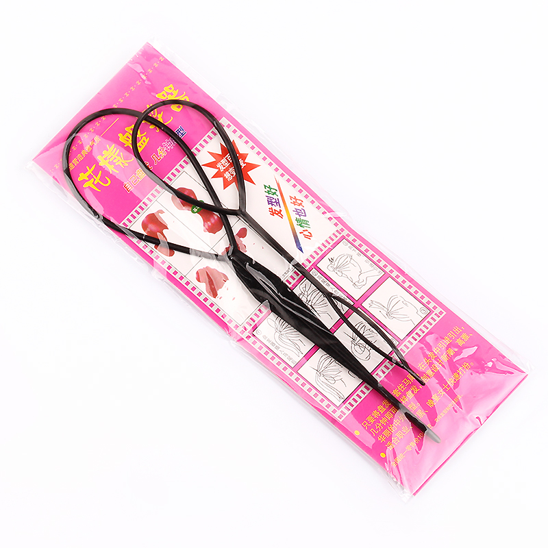 儿童手工diy编头发2件套装穿发棒百变盘发器马尾拉发针发饰头饰品