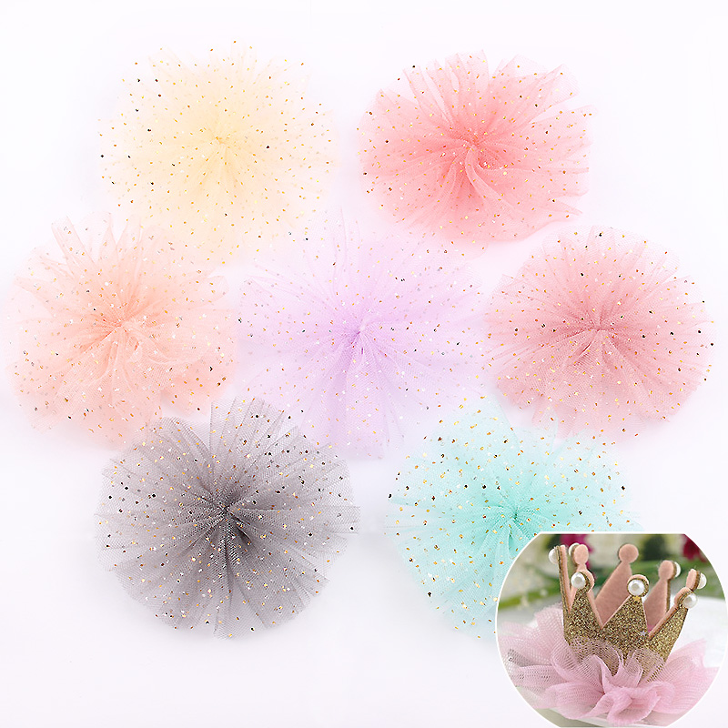 烫金点点网纱底托 儿童布艺半成品制花手工diy自制头花发饰品材料