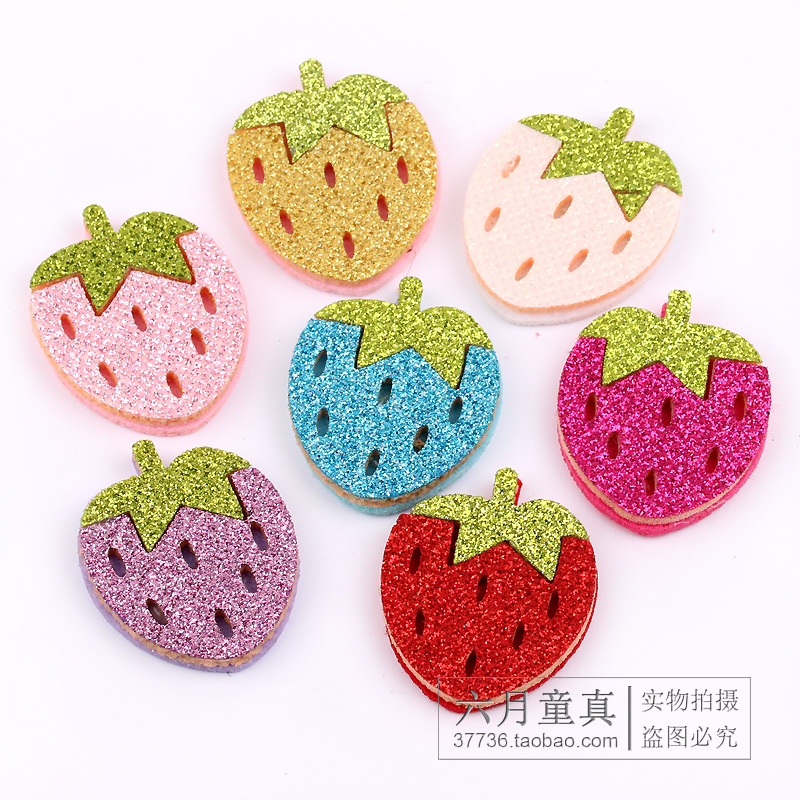 韩版葱粉草莓布贴 儿童婴童手工diy自制发卡材料 发饰头饰品配件