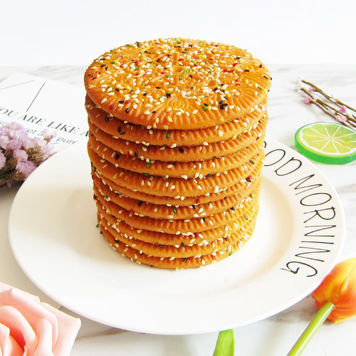 福旗美味五彩芝麻仁饼干麻派早餐代餐零食办公室休闲食品10斤整箱