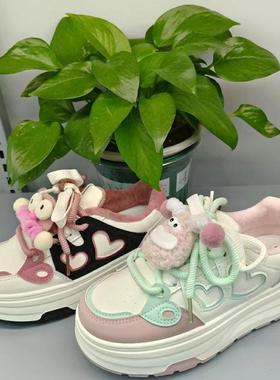 人本女式板鞋轻便时尚配色百搭厚底新款98007