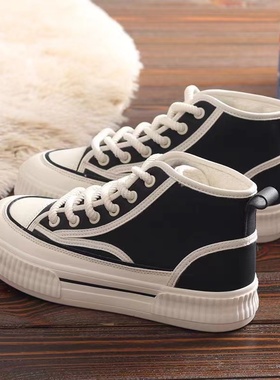人本高帮百搭透气休闲板鞋男女学生情侣鞋加绒保暖防水雪地33183