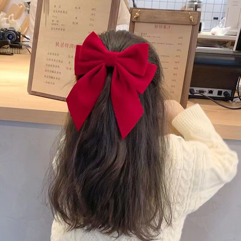 红色蝴蝶结头饰儿童发夹女童发卡网红新款大号后脑勺夹子女孩发饰图片