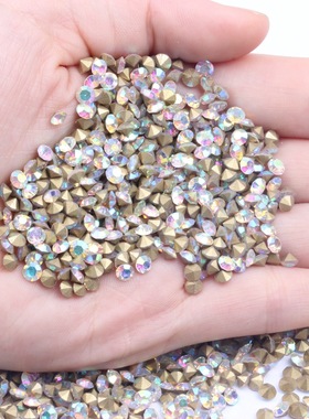 尖底钻水晶玻璃材质ss2-ss38 1.1-8.2mm混色白色白AB饰品贴钻