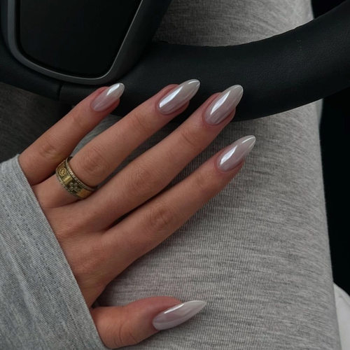 镀膜白色纯色美甲假指甲短款杏仁素色穿戴甲甲片跨境fake nails