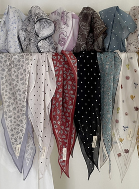 时髦腰果菱形丝巾女纯棉三角巾头巾日系春夏围巾南韩全棉方巾领巾