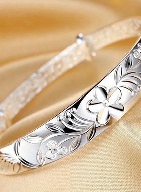 推拉印花手镯满天星镂空花纹雪花繁花复古花时尚送妈妈