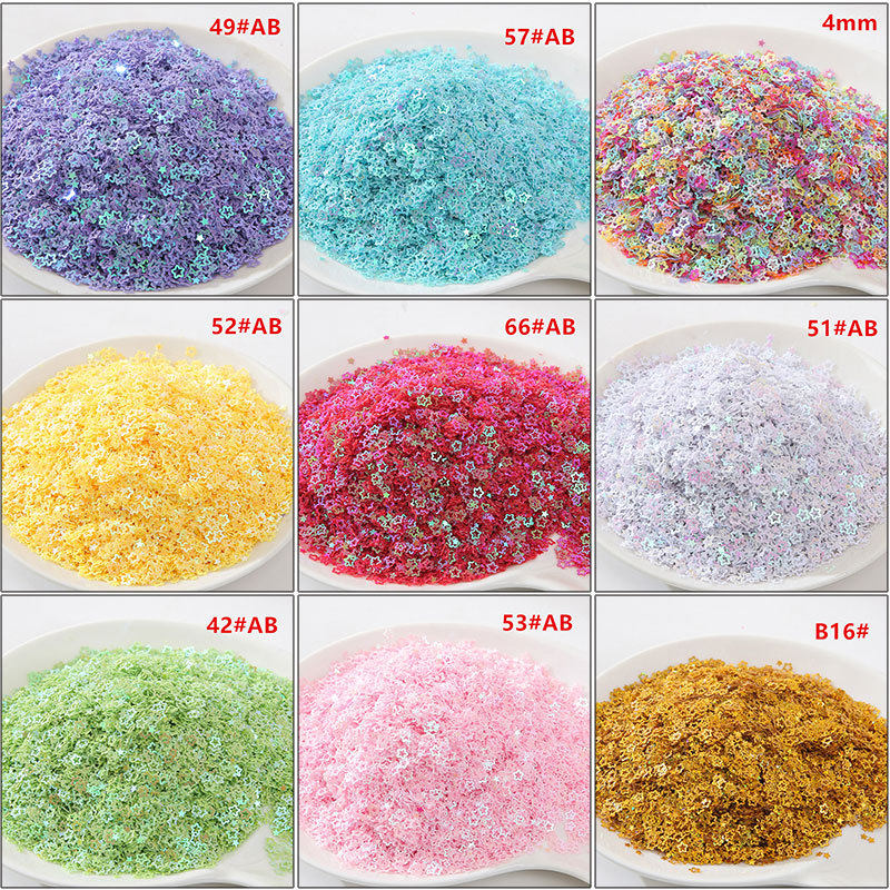 4mm镭射珠片服装辅料diy亮片材料包饰品配件空心梅花工厂