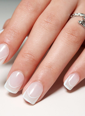 穿戴甲短款简约白色法式美甲贴片穿戴甲美甲片假指甲片nails