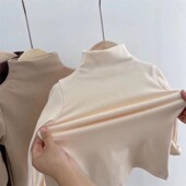 打底衫 儿童纯色半高领T恤男女童长袖 修身 上衣德绒保暖中大童秋衣