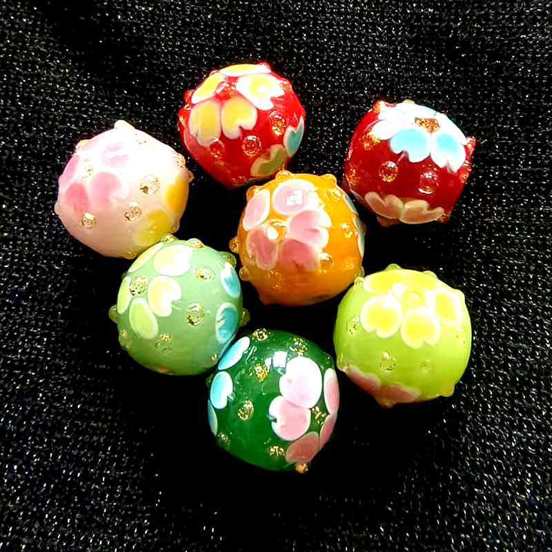 汪氏琉璃金点樱花琉璃珠DIY饰品图片