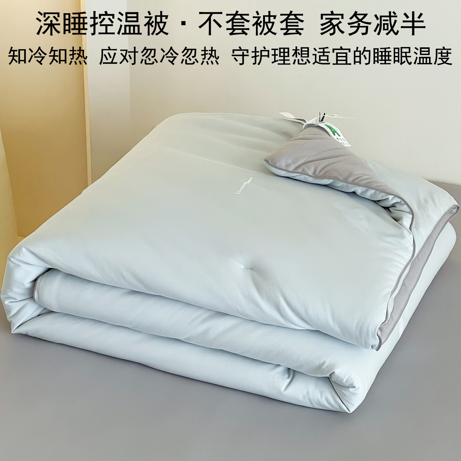 丽笙 免被套被子可机洗A类恒温深睡被四季通用全棉针织棉春秋被芯