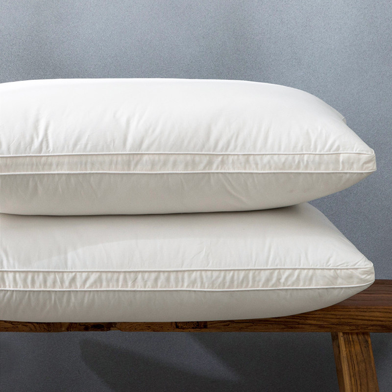 五星级酒店全棉羽绒枕芯一对装白鹅绒片护颈椎枕头单人家用助睡眠
