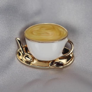 跨境热卖 复古胸针咖啡杯子餐具珐琅滴釉胸针别针厂家直销