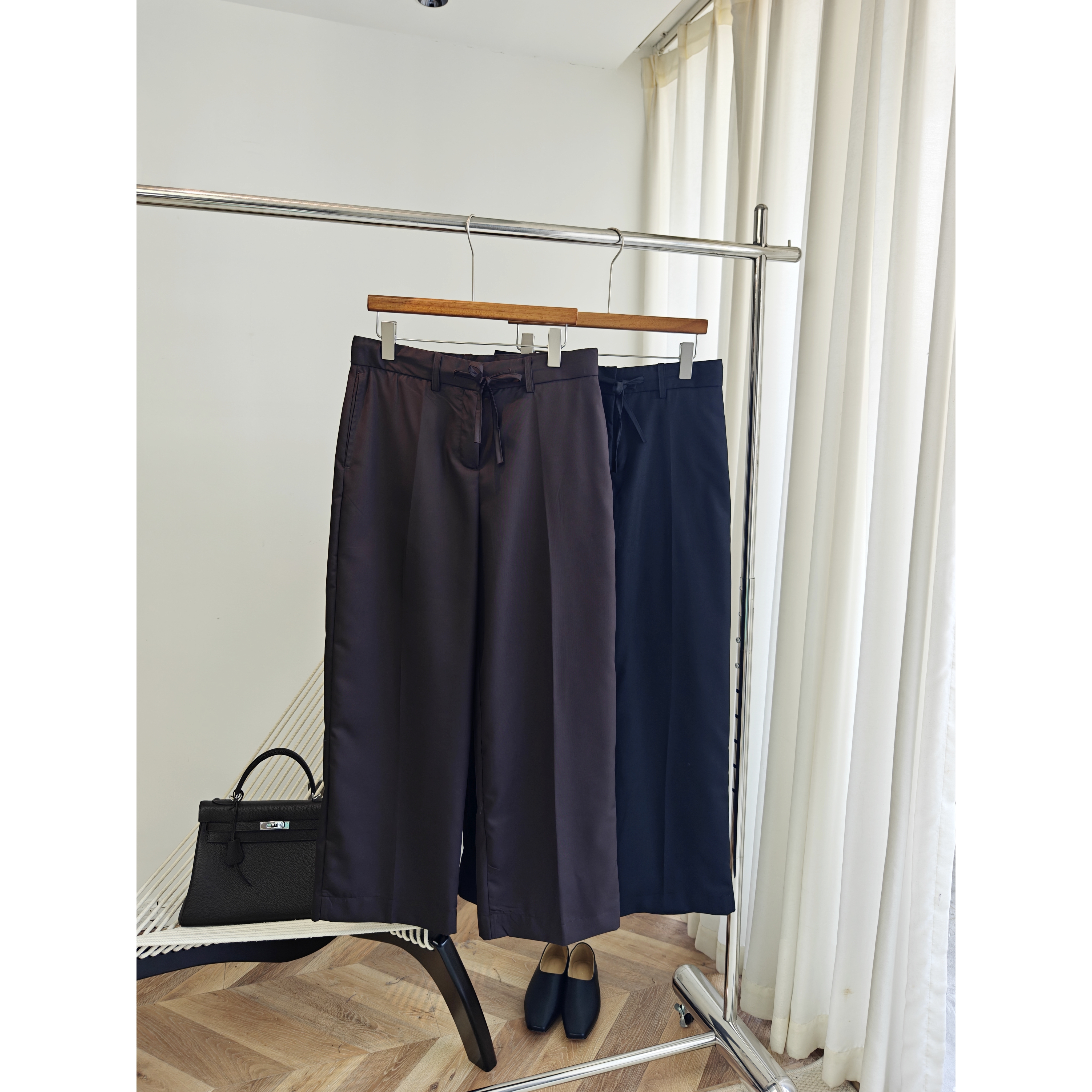 老钱风休闲松弛感直筒抽绳裤G6408