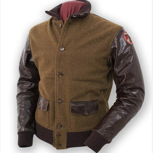英国正品eastman皮衣雷鸟马皮A1飞行羊毛夹克复古机车摩托车外套