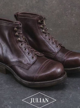 julian正品20周年V.M.W线bowery工装靴手工朱利安伞兵靴机车靴