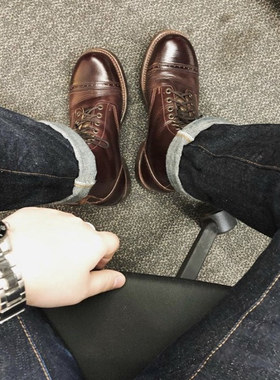 美国正品现货Julian Bowery Boots牛皮复古工装靴樱桃红RRL款限定