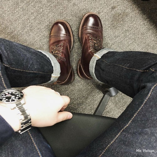 美国牛皮复古工装靴现货