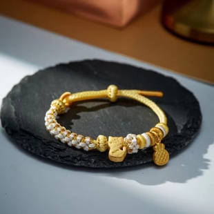 十朵桃花DIY手绳精手工编织可穿黄金转运珠手串