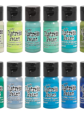 ranger丙烯颜料手帐上色颜料tim holtz 蓝绿色系 翻盖丙烯颜料