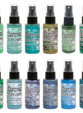 ranger oxide氧化喷雾手帐上色颜料tim holtz 蓝绿色系