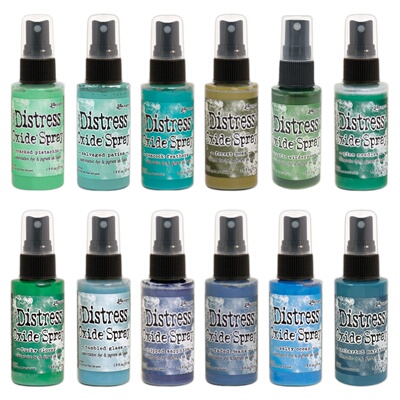 ranger oxide氧化喷雾手帐上色颜料tim holtz 蓝绿色系