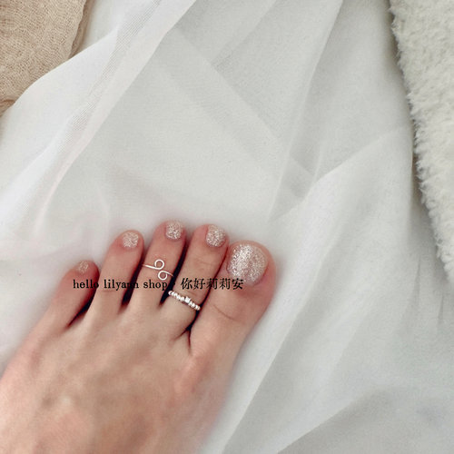 hello设计s925纯银珠开口脚戒指