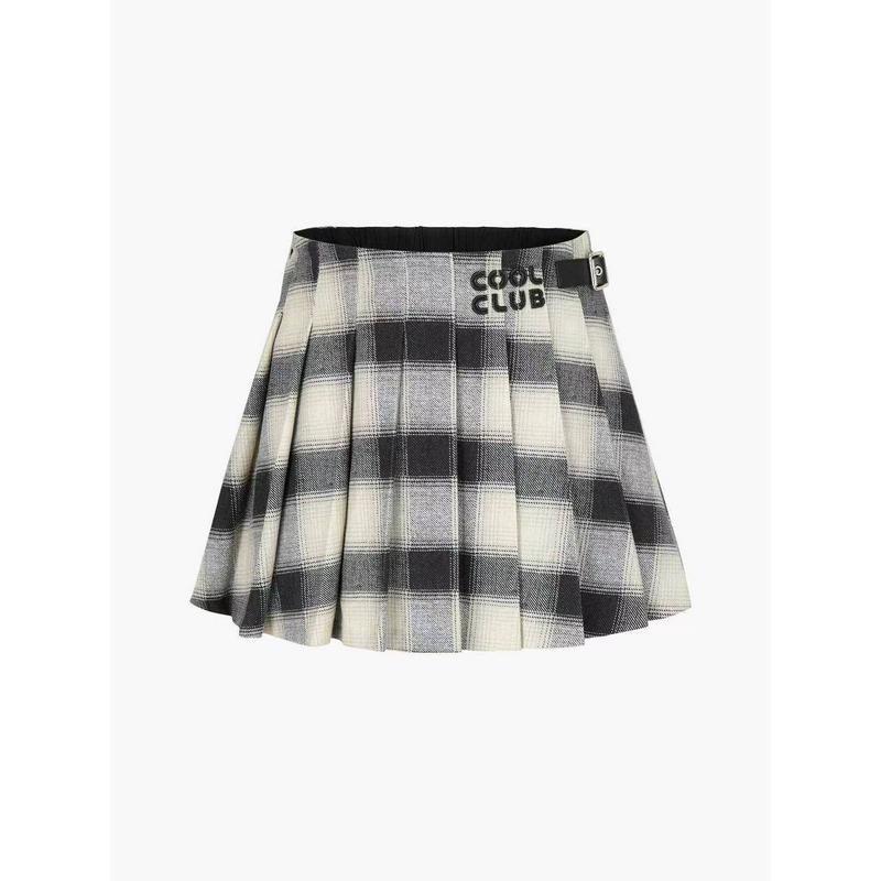 little moco专柜正品25年秋女童格纹短裙百褶半身裙KBE3SKT003