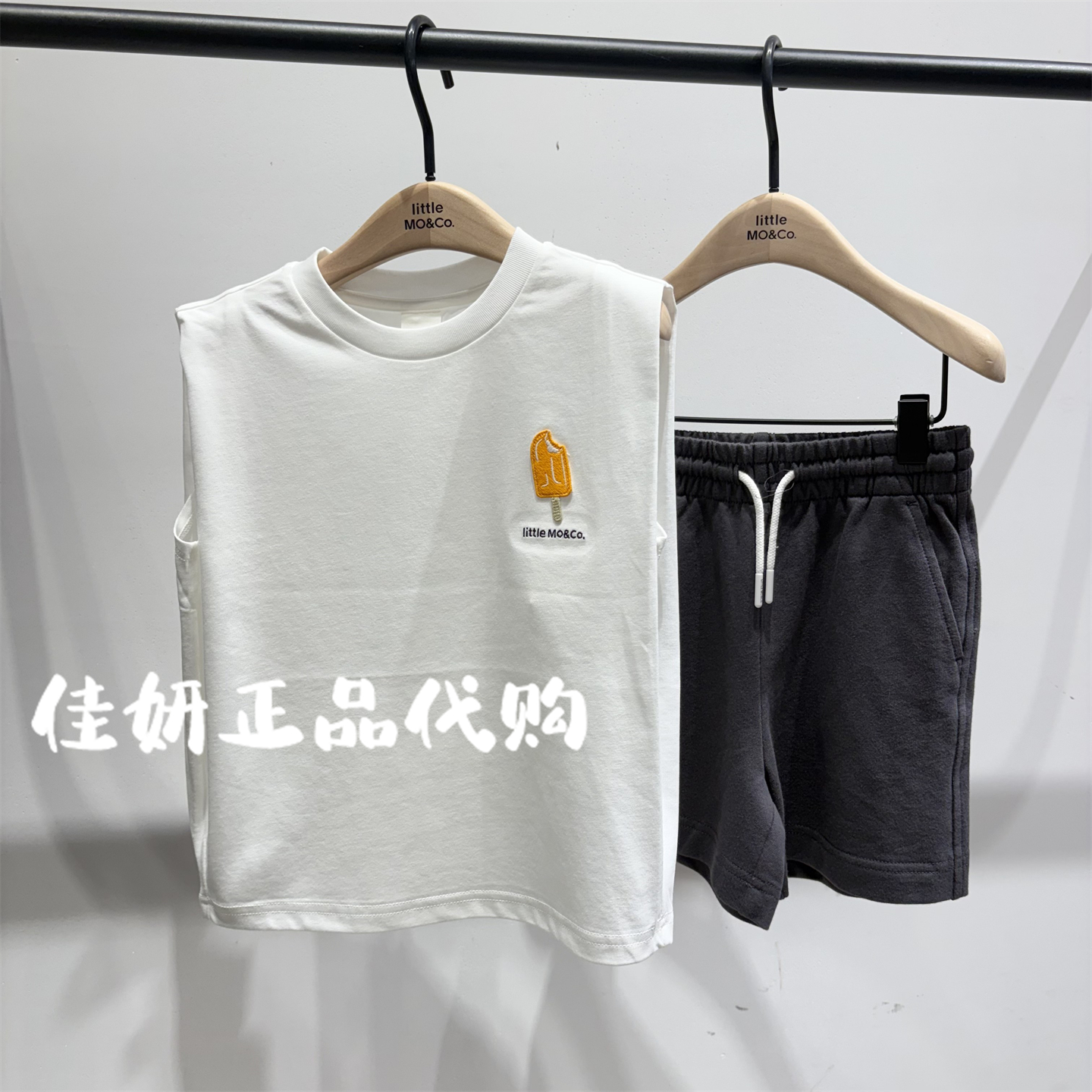 little moco专柜正品25年夏男女童无袖背心短裤套装KBE2SUT002
