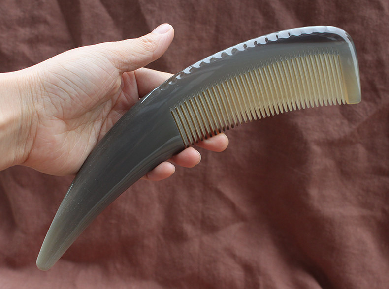 免压胚一物一图特大号厚实手工打磨白水牛角梳子b113七夕节礼物