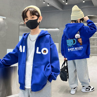 日系潮牌童装秋冬儿童拉链衫男童连帽卫衣女童加绒外套中大童夹克