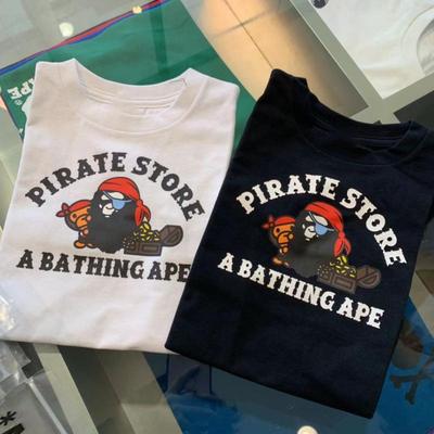 日系海盗APE字母猿人儿童短袖T恤男童女童卡通体恤中大童休闲上衣