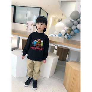 日系潮牌童装加绒卫衣男童秋冬装女童纯棉套头衫休闲儿童宝宝上衣